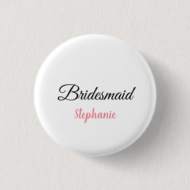 Bridesmaid Monogram Pink Individuelle Name Wedding Button (Vorderseite)