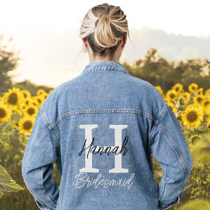 Bridesmaid Monogramm Initial und Name Personalisie Jeansjacke