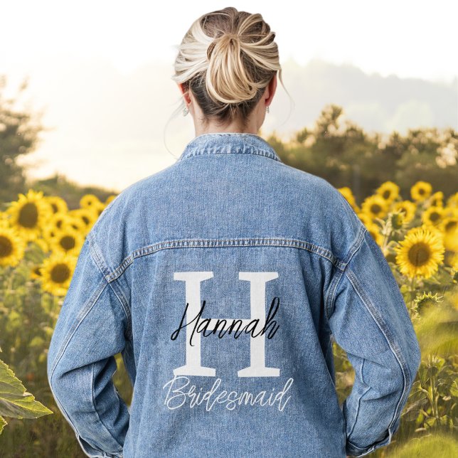 Bridesmaid Monogramm Initial und Name Personalisie Jeansjacke (Bridesmaid Monogram Initial and Name Personalized Denim Jacket
)