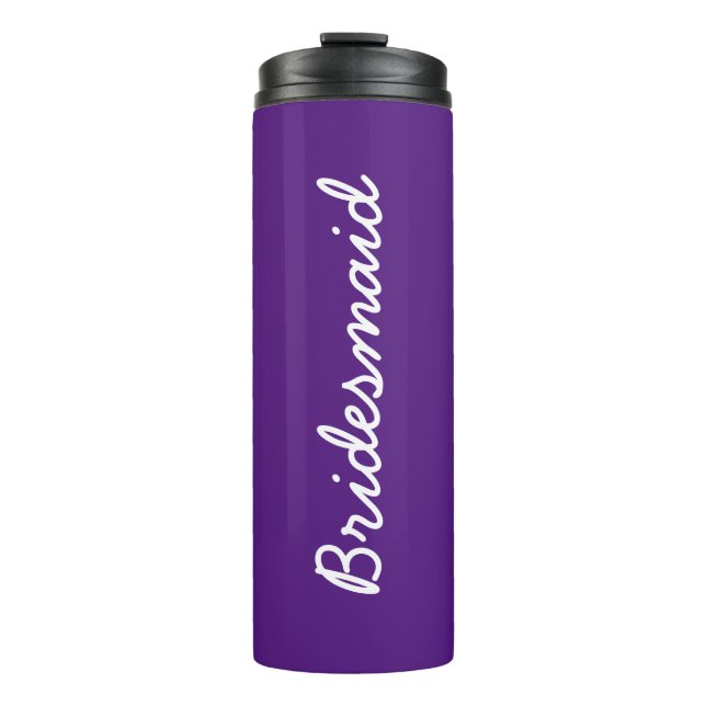 Bridesmaid Monogramme Hochzeiten Geschenk für Lila Thermosbecher (Vorderseite)