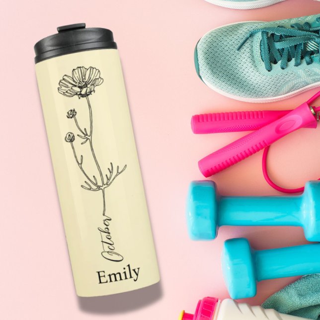 Bridesmaid Name Cosmos Oktober Geburtstagsgeschenk Thermosbecher (Bridesmaid Name Cosmos October Birth Flower Gift Thermal Tumbler)