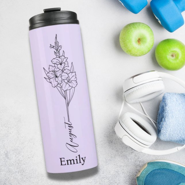 Bridesmaid Name Gladiolus August Birth Blume Gesch Thermosbecher (Bridesmaid Name Gladiolus August Birth Flower Gift Thermal Tumbler)