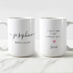 Bridesmaid Name Ich kann nicht sagen, dass ich ohn Kaffeetasse<br><div class="desc">Freuen Sie sich auf die Tasse des Kaffees mit dem Namen "Ich kann nicht sagen, dass ich ohne dich bin", eine perfekte Ergänzung zu Ihrem Bridesmaid-Angebot. Dieser personalisierte Schlamm zeigt einen eleganten Script-Schriftart, der den Namen Ihres Freundes schön darstellt, begleitet von einer modernen Typografie für den Titel "Brautjungfrau". Die herzliche...</div>