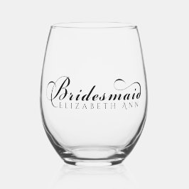 Bridesmaid Name Modern Elegantes Skript Weinglas Ohne Stiel