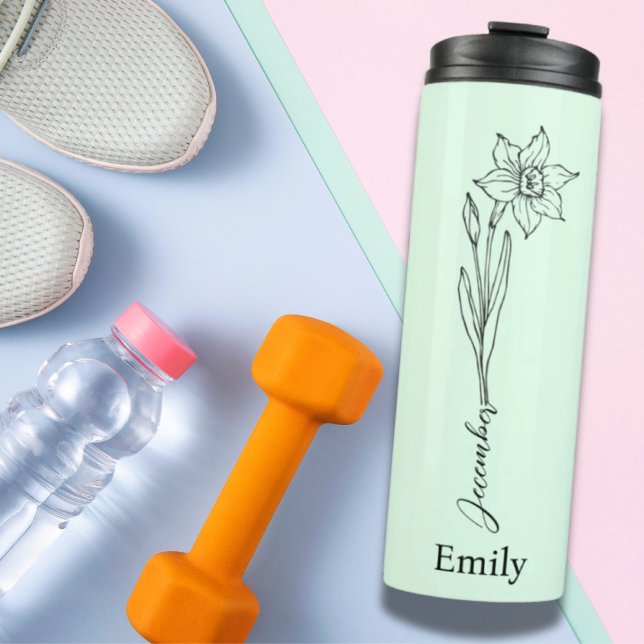 Bridesmaid Name Narcissus Dezember Geburtshilfe Bl Thermosbecher (Bridesmaid Name Narcissus December Birth Flower Thermal Tumbler)