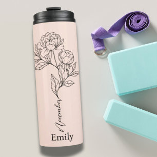 Bridesmaid Name Peony November Birth Blume Gift Thermosbecher