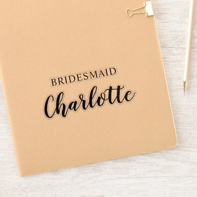 Bridesmaid Name Vinyl Decal Custom Sticker (Notizbuch)