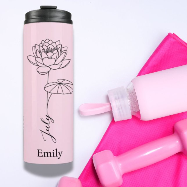 Bridesmaid Name Water Lily Juli Blume Thermosbecher (Bridesmaid Name Water Lily July Birth Flower Thermal Tumbler)
