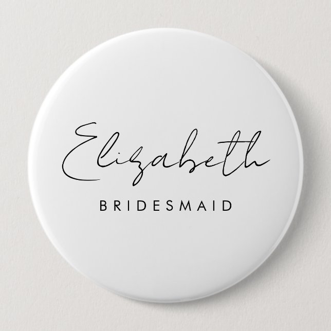 Bridesmaid Name Womens Elegante Vorlage Große Rund Button (Vorderseite)