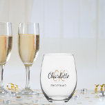 Bridesmaid-Namensskript minimalistisch Weinglas Ohne Stiel<br><div class="desc">Transparenter Hintergrund Personalisieren und fügen Sie den Namen und die Monogramminitialen Ihrer Brautjungfrau hinzu.</div>