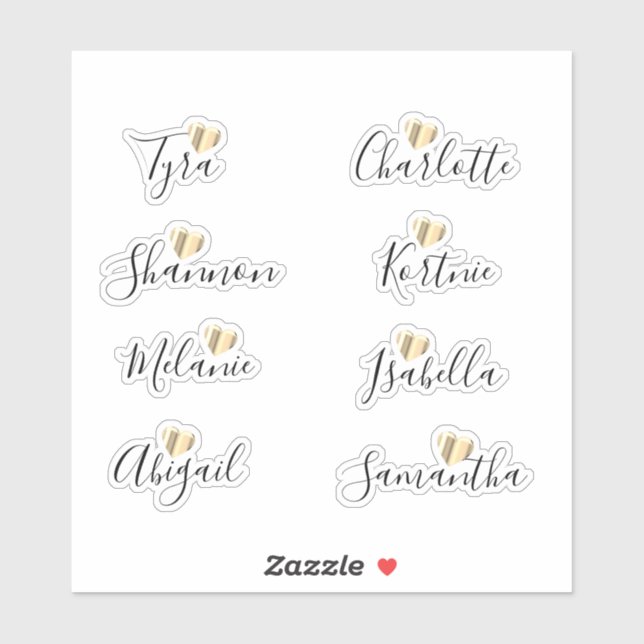 Bridesmaid Names Personalisiert Vinyl Aufkleber (Blatt)