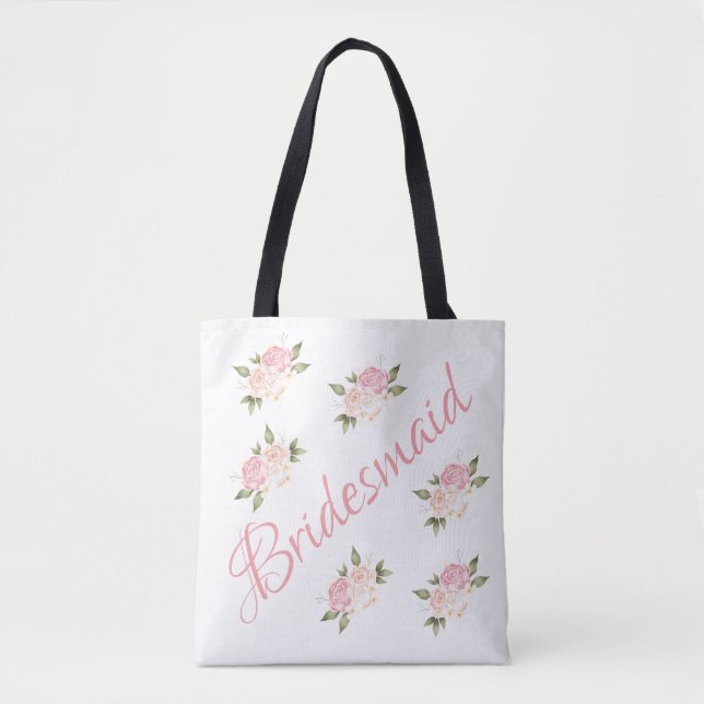 Bridesmaid Niedlich Pink Floral Script (Vorderseite)