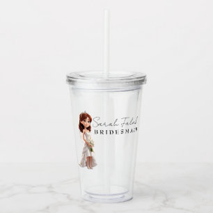 Bridesmaid   Niedlicher Cartoon mit Skript Acryltrinkbecher