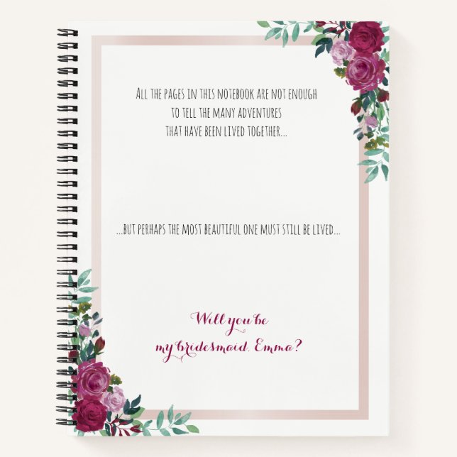 Bridesmaid-Notizbuch | alternative Idee Notizbuch (Vorderseite)