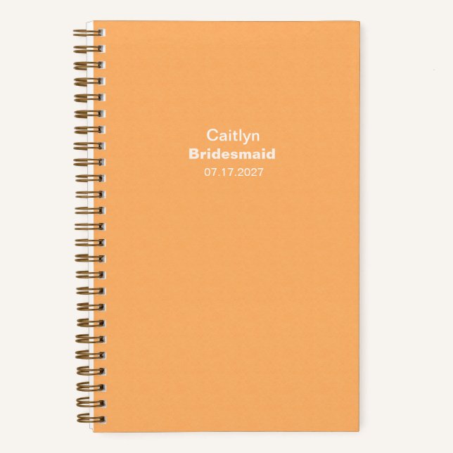 Bridesmaid Orange Typographic Notebook Notizbuch (Vorderseite)