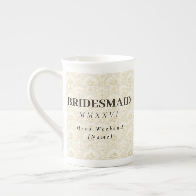 Bridesmaid | Ornamental Art Deco – Ivory Keepsake Prozellantasse (Links)