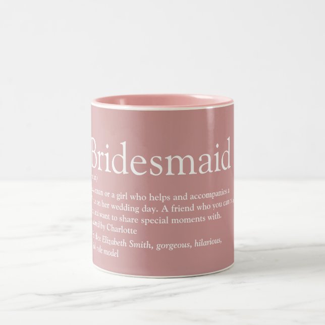 Bridesmaid Personalisiert Definition Gefallen Pink Zweifarbige Tasse (Mittel)