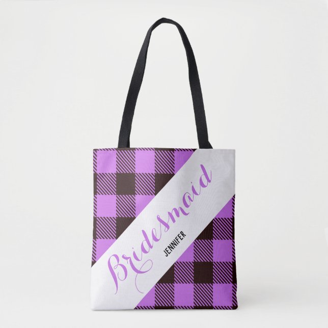Bridesmaid Personalisierter Name Tartan Einfach (Vorderseite)
