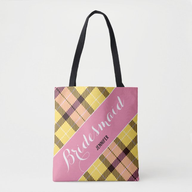 Bridesmaid Personalisierter Name Tartan Einfach (Vorderseite)