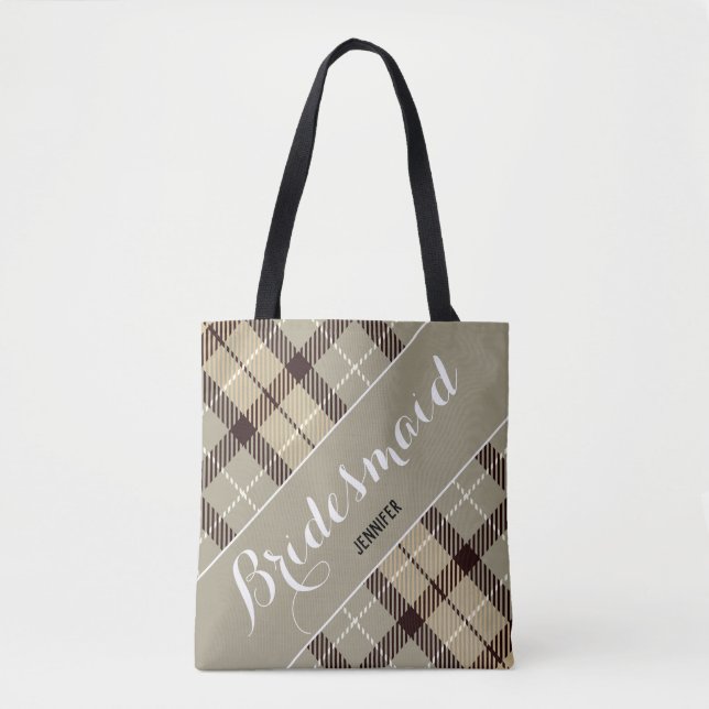 Bridesmaid Personalisierter Name Tartan Einfach (Vorderseite)