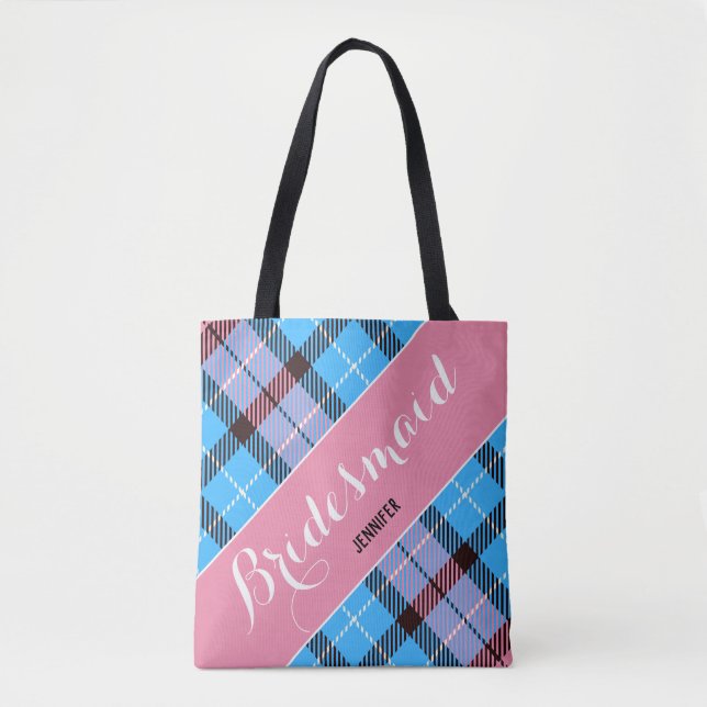 Bridesmaid Personalisierter Name Tartan Einfach (Vorderseite)
