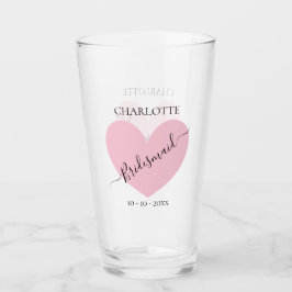 Bridesmaid Pink Heart Brautparty Personalisiert Glas