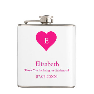 Bridesmaid Pink Heart Custom Gift Flachmann