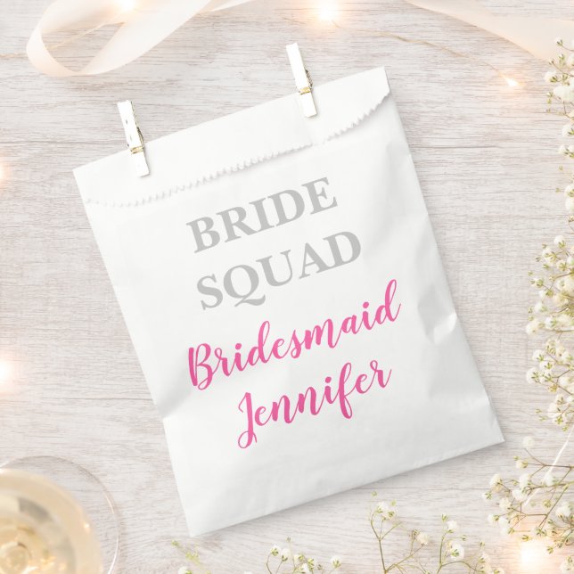 Bridesmaid Pink Individuelle Name Wedding Bachelor Geschenktütchen (Ausgeschnitten)