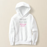 Bridesmaid Pink Individuelle Name Wedding Bachelor Hoodie<br><div class="desc">Schöne Kalligraphie,  rosa Bridesmaid hoodie Perfect for Wedding Papier hoodie. Brautkommando.</div>