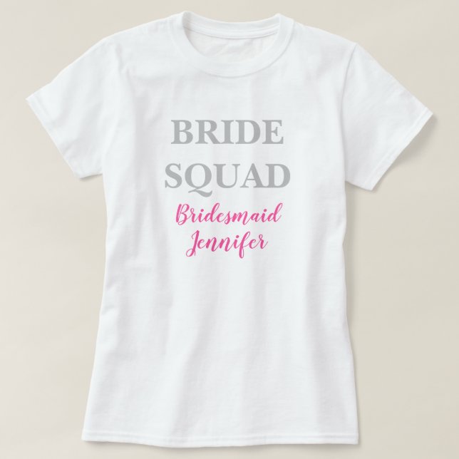 Bridesmaid Pink Individuelle Name Wedding Bachelor T-Shirt (Design vorne)