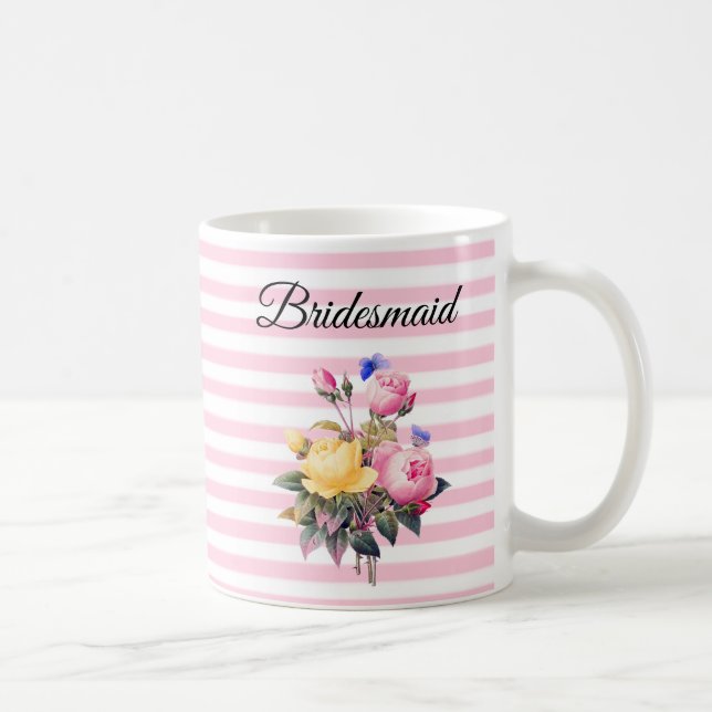Bridesmaid Pink Rose Bouquet Persönliche Umarmung Kaffeetasse (Rechts)