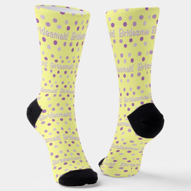 Bridesmaid Polka Dot Pattern auf gelben Socken (Gewinkelt)
