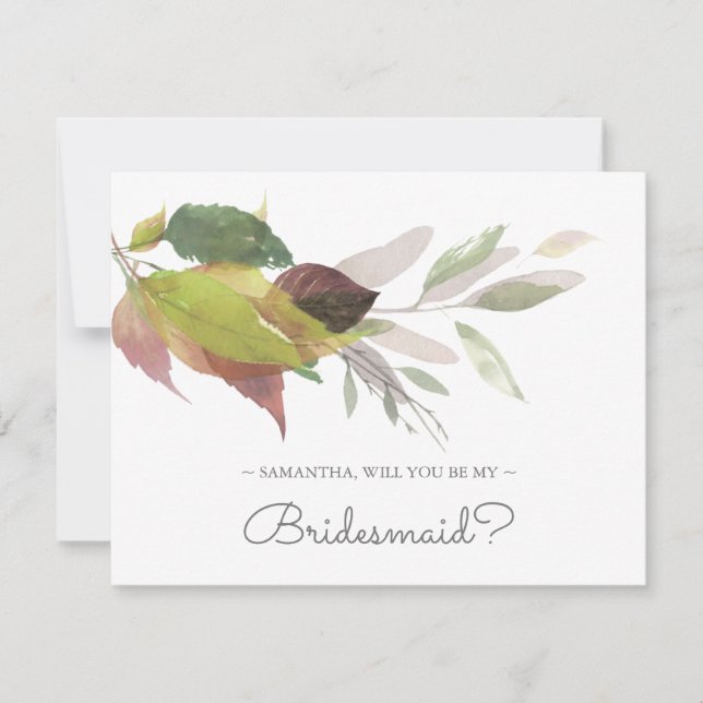 BRIDESMAID PROPOSAL card, Autumn Greenery Einladung (Vorderseite)