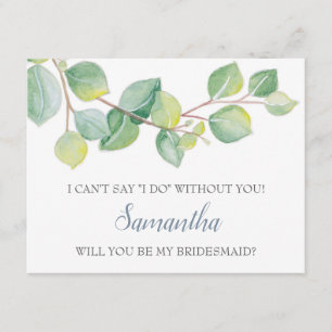 BRIDESMAID PROPOSAL card, Greenery Eukalyptus Einladung