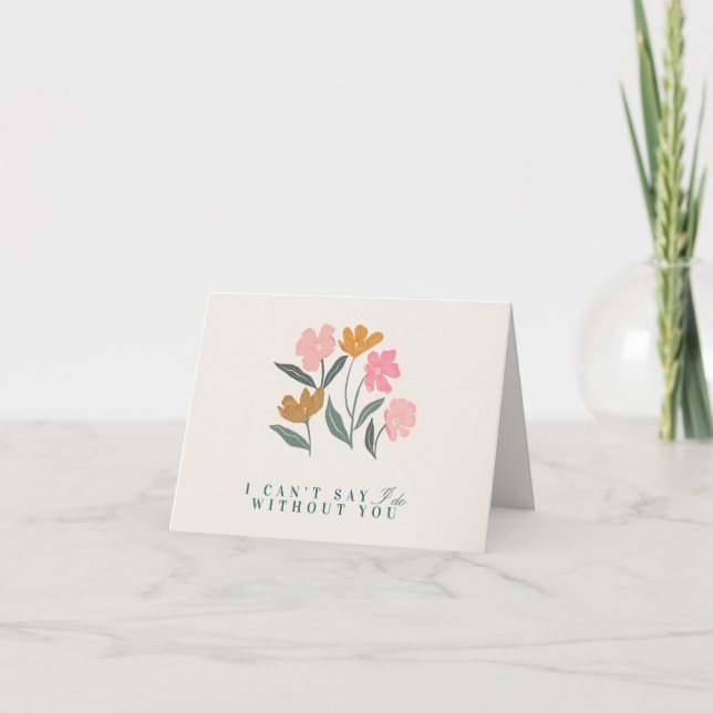 Bridesmaid Proposal Card Personalized Boho Floral Dankeskarte (Vorderseite)