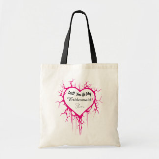 Bridesmaid Proposal Pink Cracked Heart Budget Tote Tragetasche