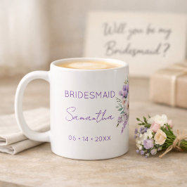Bridesmaid Proposal Purple Wisteria Floral  Kaffeetasse