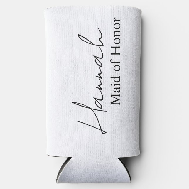 Bridesmaid Proposal Slim Can Coolers with names .  Selters Dosenkühler (Vorderseite)