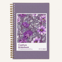 Bridesmaid Purple Floral Pattern Swatch Notizbuch
