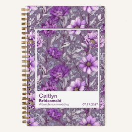 Bridesmaid Purple Floral Pattern Swatch Notizbuch