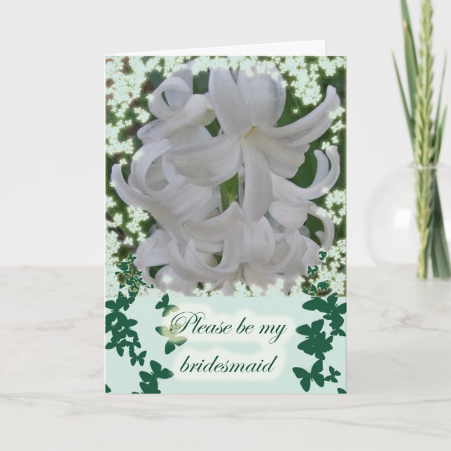 Bridesmaid Request White Hyacinths Card Einladung (Vorderseite)