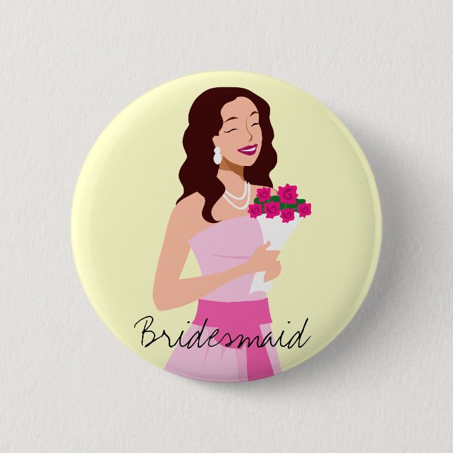 Bridesmaid Rosa-Hochzeitsbraun Button (Vorderseite)