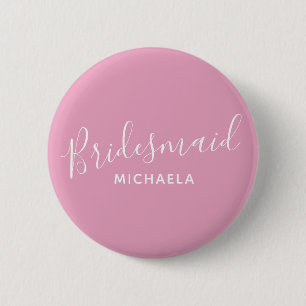Bridesmaid rosa mit weißem Text Hochzeitsknopf Button