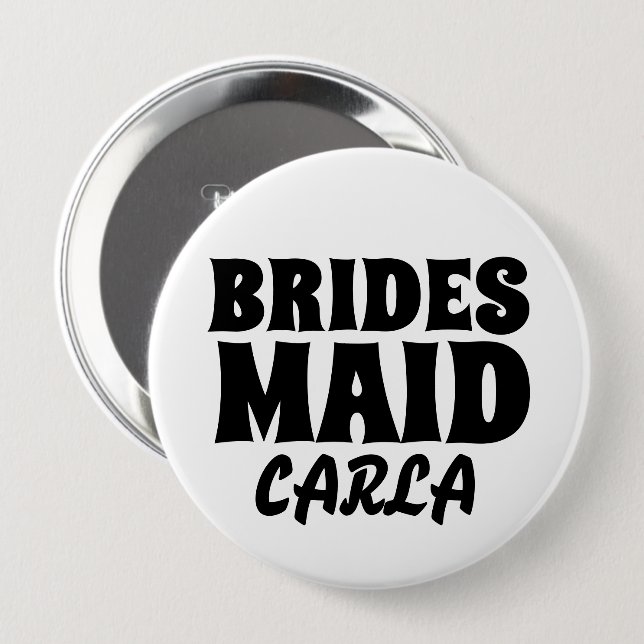 BRIDESMAID rundes personalisiertes BUTTON ABZEICHE (Vorne & Hinten)