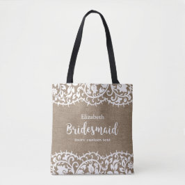 Bridesmaid Rustic Lace Burlap Personalisierte Hoch