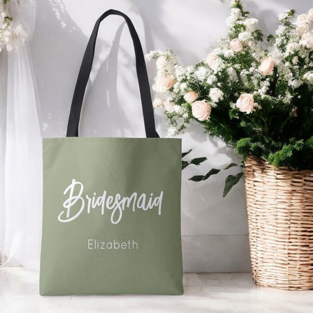 Bridesmaid Sage Green Wedding Tote Bag (Von Creator hochgeladen)