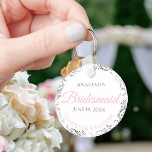 Bridesmaid Schlüsselanhänger Wedding Gift Pink & G