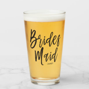Bridesmaid Schwarz-Script-Stil Glas