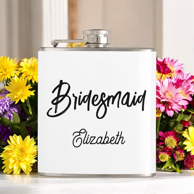 Bridesmaid Schwarz-weiß Wedding Flachmann (Von Creator hochgeladen)