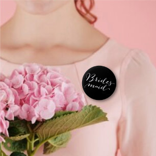 Bridesmaid Script Calligraphy Wedding Brautparty Button